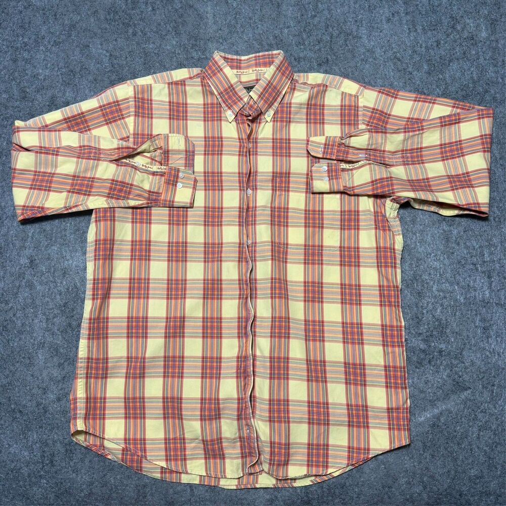 Bobby Jones Collection Shirt Mens L Woven In Italy Cotton Long Sleeve Plaid